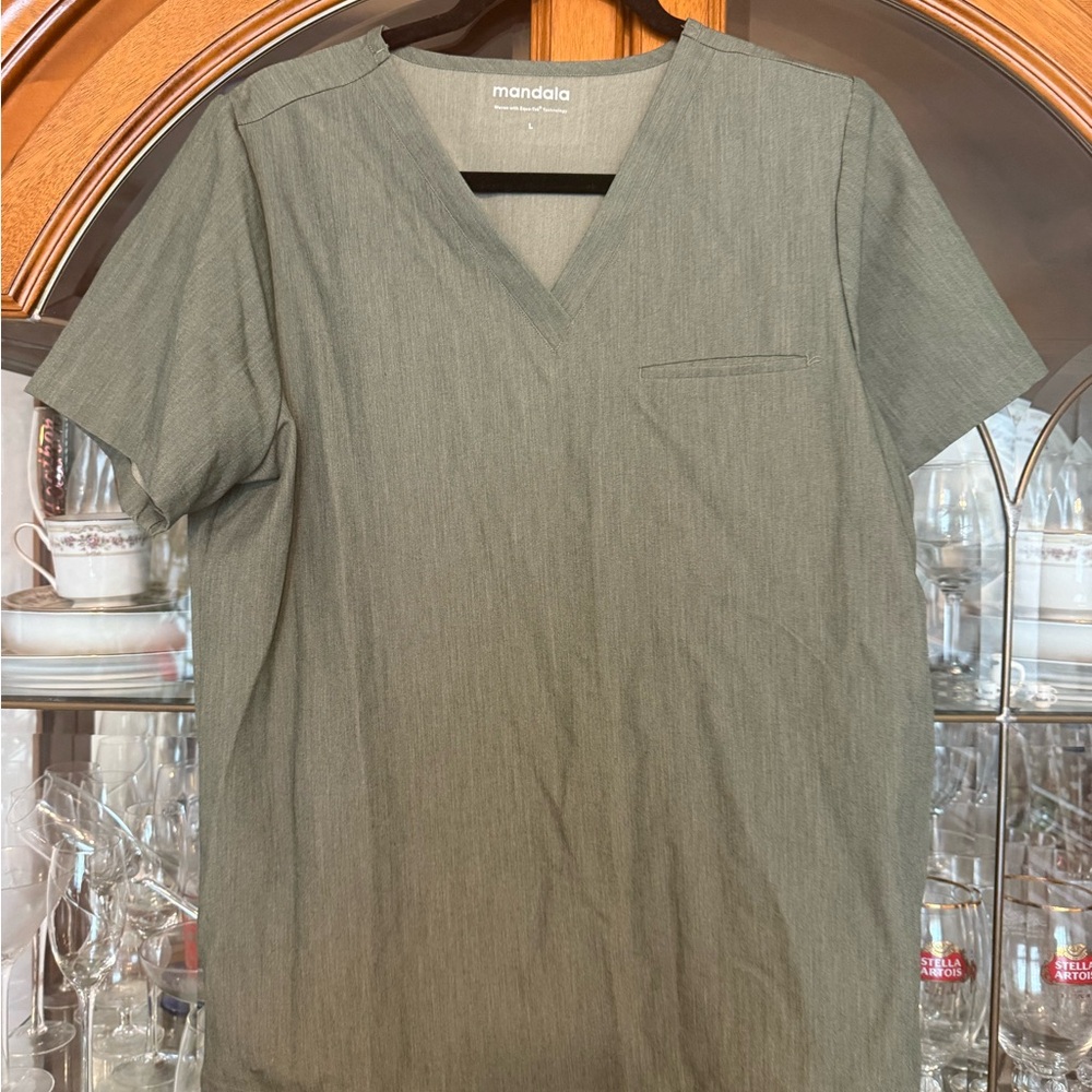 Mandala Heather Green scrub Top